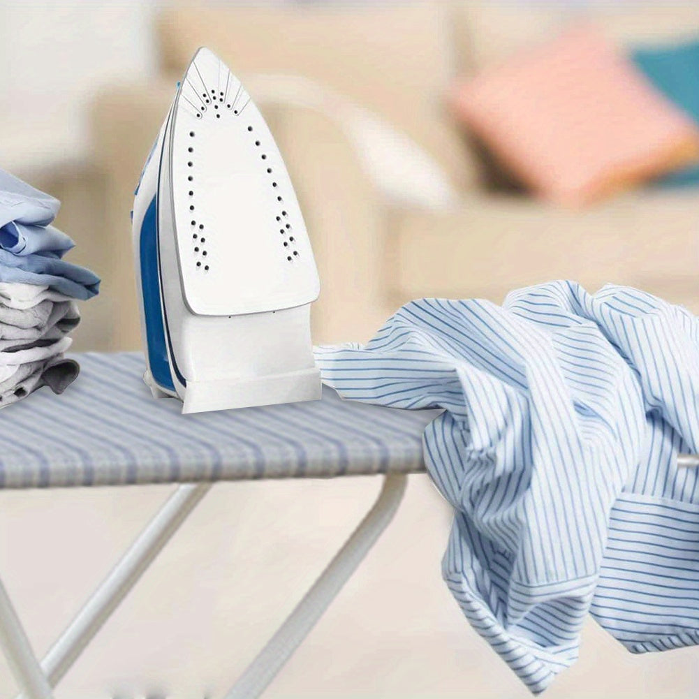 Foldable Adjustable Height Ironing Board with Heat-Resistant Wooden Cover & Iron Rest - 36 Inch Gray Checkered Design for Home, Laundry Room, Space-Saving Storage, Durable Construction