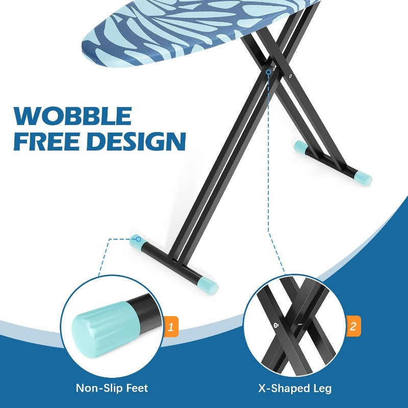 Full Size Heavy-Duty Ironing Board with Heat-Resistant Cover & Iron Rest - Adjustable Height (28-36\