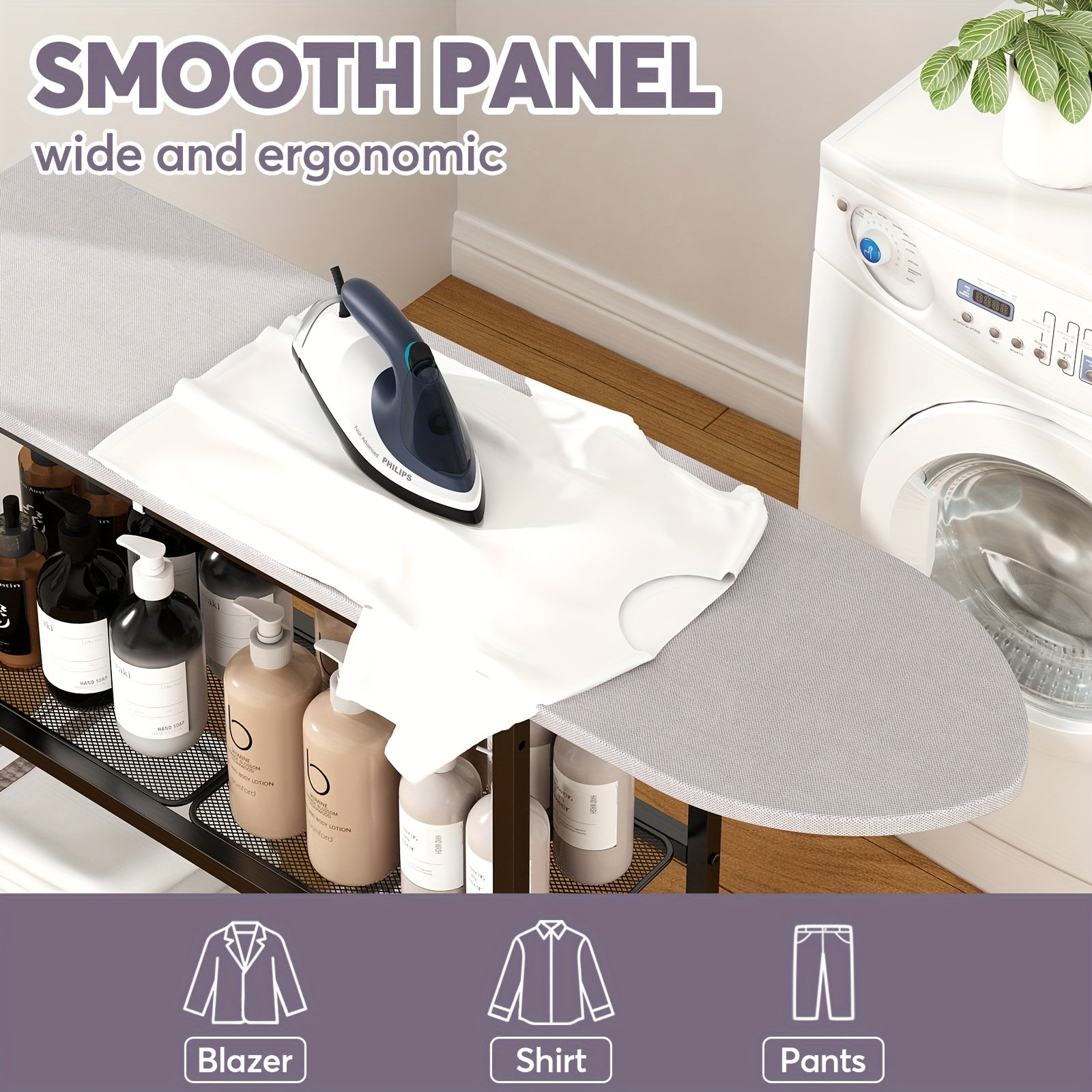 Three Layers Ironing Board Cart with Two Layers Of Shelves, Three Layers Of Movable Ironing Boards, And Multiple Layers Of Shelves with Wheels, Suitable for Storage In Living Rooms, Bedrooms, Courtyards., Utility Racks