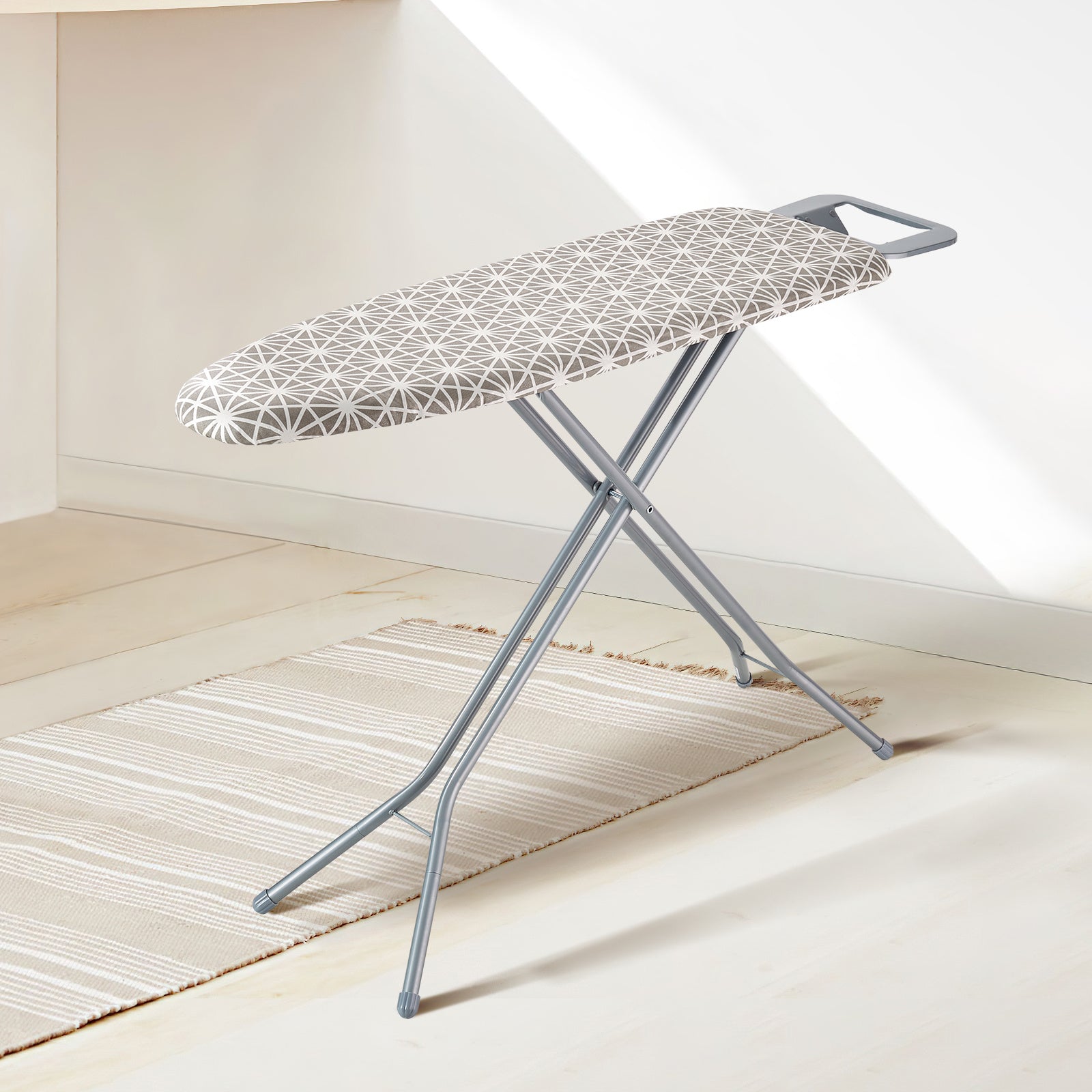 VEVOR Ironing Board with Large 51 x 13 Ironing Surface, Thickened 4 Layers Iron Board with Heat Resistant Cover and 100% Cotton Cover, 7 Adjustable Heights Ironing Board for Home Laundry Room Use