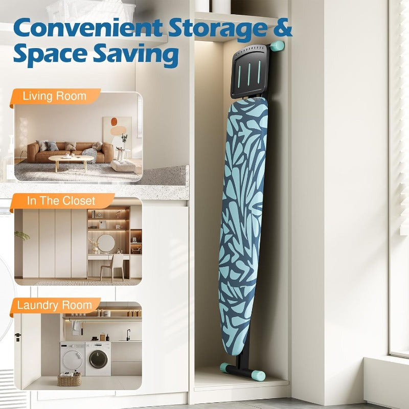 Full Size Heavy-Duty Ironing Board with Heat-Resistant Cover & Iron Rest - Adjustable Height (28-36\