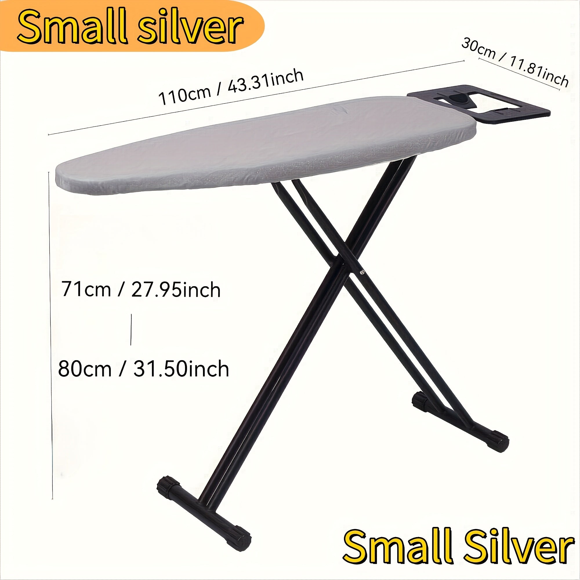 A Foldable Ironing Board For Easy Storage, Adjustable To 5 Different Heights, A Must-have For Home, Hotel, Or Laundry Room, With A Sturdy And Safe Golden Frame.