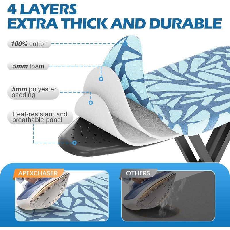 Full Size Heavy-Duty Ironing Board with Heat-Resistant Cover & Iron Rest - Adjustable Height (28-36\